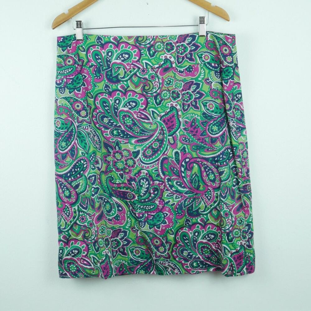Talbots Size 14 Skirt Paisley Multicolor Preppy Country Club Officecore Straight